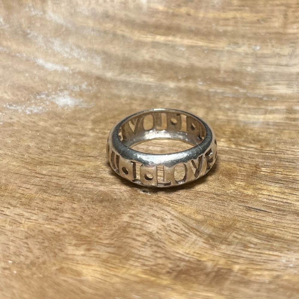 “I Love You” Cutout Letters 925 Sterling Silver Band Ring - Picture 2 of 9